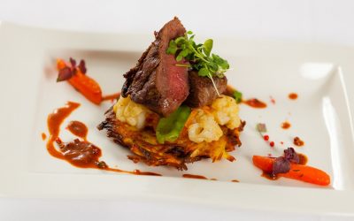 Dry-Aged Beef fillet with potato pancakes and vegetable bed